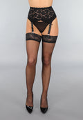 Zwarte Kanten Jarretelgordel met String