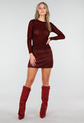 Bordeauxrode Glitter Top met Stretch