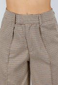 Tweedelige Geruite Stretch Set met Hoge Taille Broek en Korsettop met Baleinen