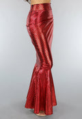 Metallic Zeemeermin Rok in Rood met Schubbenpatroon