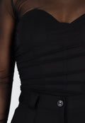Zwarte Mesh Body met Lange Mouwen