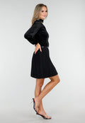 Zwarte Plissé Stretch Rok met Afneembare Riem