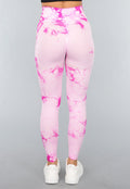 Tie Dye Roze Fitness Legging met Compressie Band