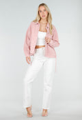 Roze Denim Jas met Klepzakken en Trekkoord