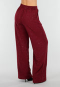 Bordeauxrode Linnenlook Glitter Pantalon met Stretchband