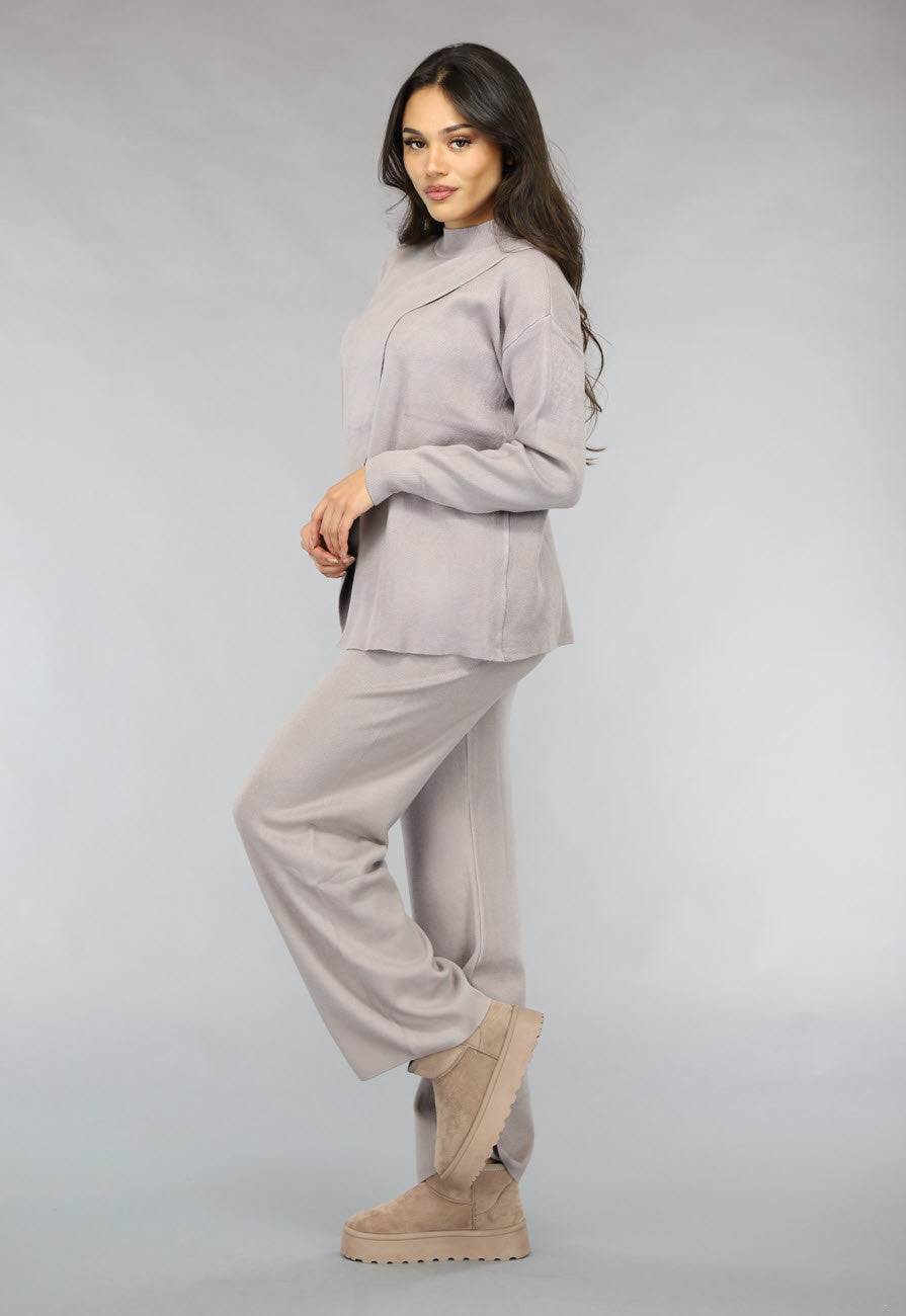 Zachte Taupe Lounge Set met Overslag