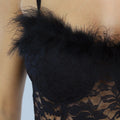 Zwarte Kanten Bodysuit met Veren