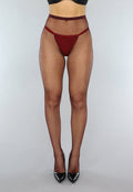 Wijnrode Fishnet Panty met Klein Patroon