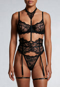 Zwart Kanten Lingerie Setje met Halter