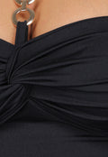 Zwarte Jurk met Pads en Twist Detail