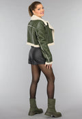 Donkergroene Cropped Lammy Coat
