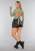Zwarte Stretchy Overslag Cargo Skort