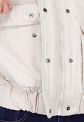Beige Jas met Faux Fur Kraag en Manchetten