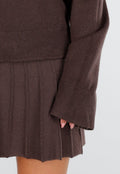 Donkerbruine Gebreide 2-Piece Set met Trui en Rok