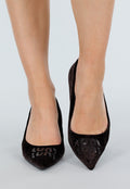 Donkerbruine Pumps met Fluwelen Structuur