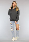 Basic Hoodie met Teddy Voering in Antraciet