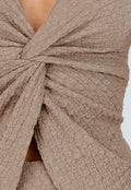 Taupe Halter Set met Geknoopte Top en Stretch