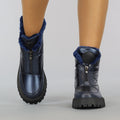 Donkerblauwe Snowboots met Grove Zool en Rits