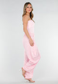 Roze Geribde Bandeau Top met Stretch