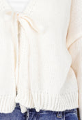 Beige Gebreid Vest met Strik aan de Voorzijde