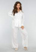 Wit Tweedelig Setje met Geborduurde Blouse en Broek