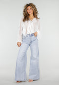 Witte Chiffon Blouse met Ruffles en Lange Mouwen