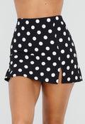 Zwarte Polkadot Skort met Split en Stretch