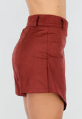 Rode Asymmetrische Skort met Stretch en Suède Look