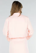 Lichtroze Cropped Blazer met Strass Knopen