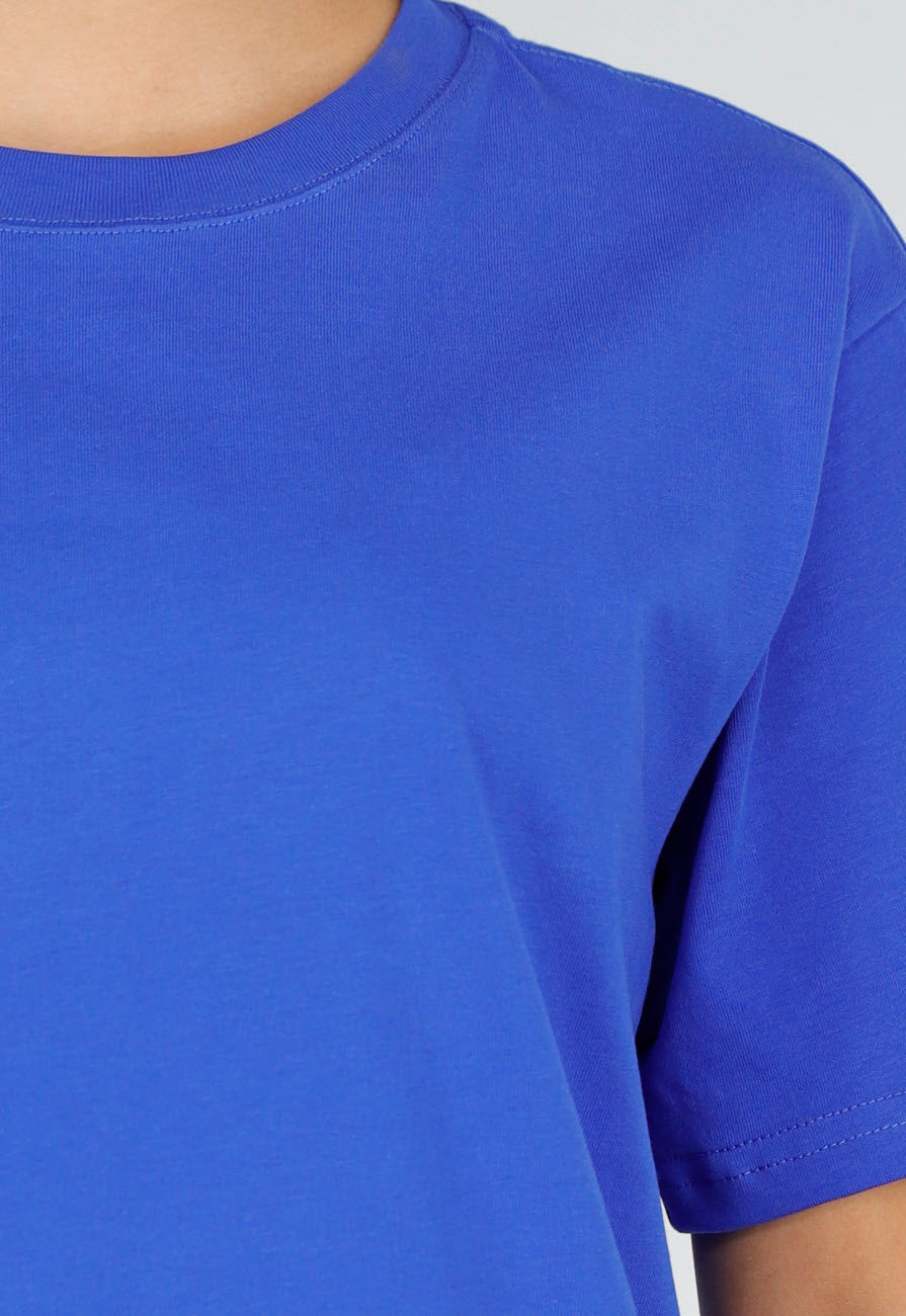 Blauw Basic T-Shirt met Ronde Hals en Korte Mouwen