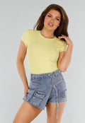 Basic Butter Yellow T-Shirt met Stretch