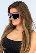 Oversized Skibril Multicolor Zonnebril met Donkere Glazen en Glitters