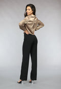 Khaki Cropped Blouse met Knoopsluiting