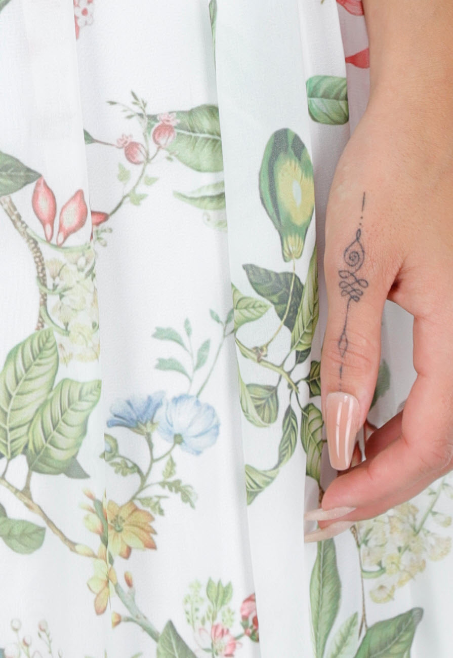 Lange Maxi Jurk met Bloemenprint en Spaghetti Bandjes