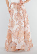 Oranje Maxi Rok met Paisley Print en Strikceintuur