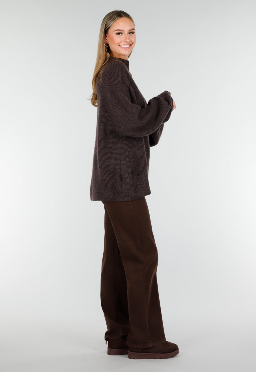 Bruine Instappers met Suede Look en Stevige Zool