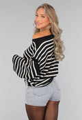 Zwarte Gestreepte Oversized Trui