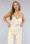 Redial Jeans  Denim Overal met Schouderbanden in Beige