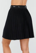Zwarte Plissé Stretch Rok met Afneembare Riem