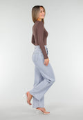 Bruine String Bodysuit met Lange Mouwen en Stretch