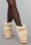 Beige Bont Laarsjes met Plateau