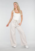 Beige Barrel Fleece Joggingbroek met Trekkoord en Stretch