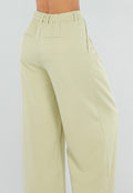 Pistachegroene Petite Wide Leg Broek met Plooien
