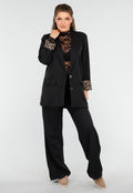 Elegant Zwart Pak met Leopardprint Accenten