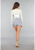 See Through Lichtblauwe Kanten Longsleeve Top