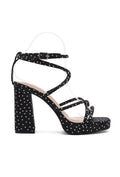 Zwarte Plateau Sandaletten met Polkadot Print