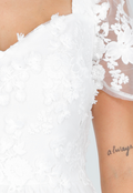 Witte Trouwjurk met Kanten Bloemen en Tule Rok