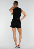 Zwarte Superstretch Playsuit met Riempje