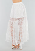 High Waist Witte Maxi Rok van Kant met Onderrok