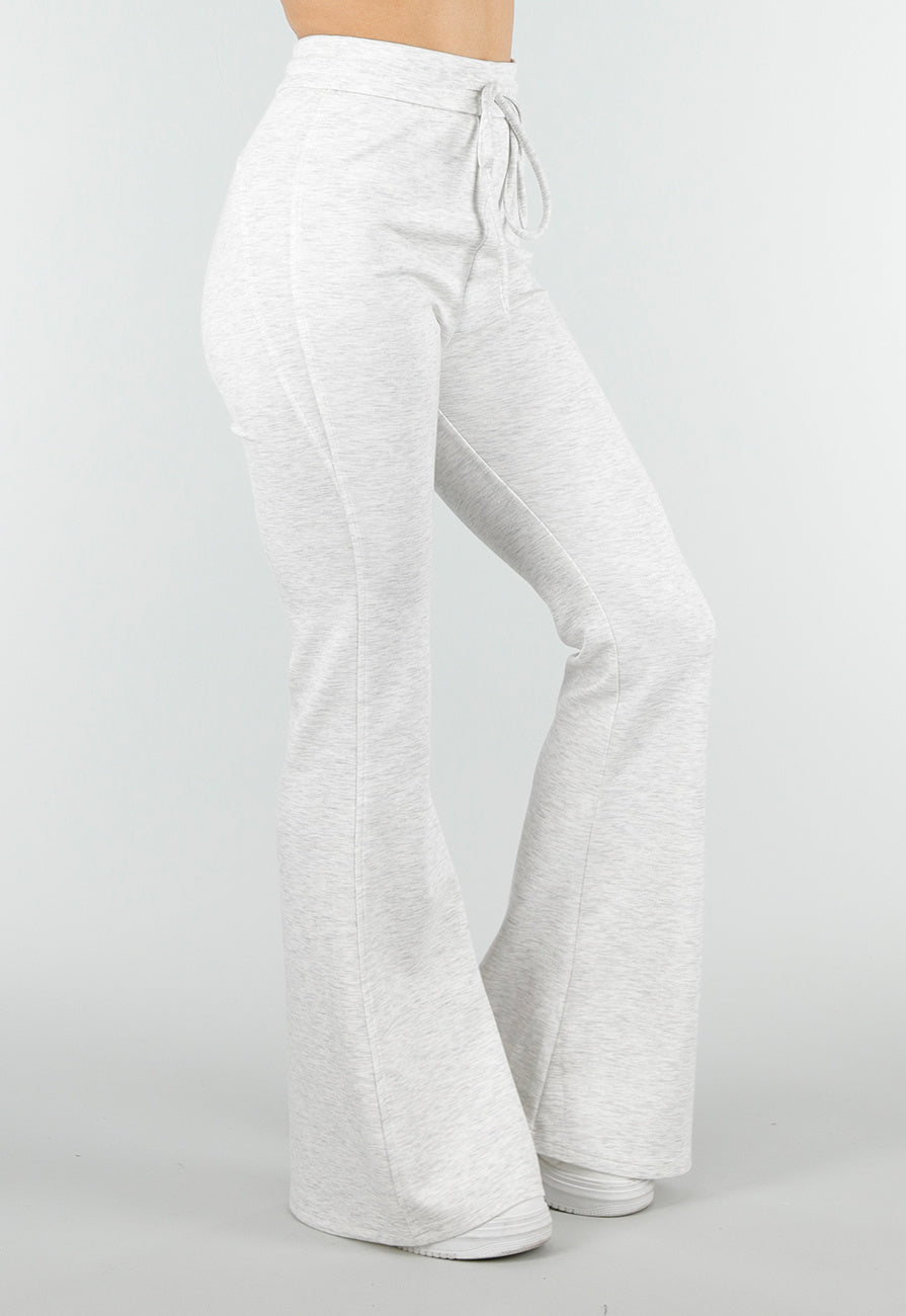 Grijze Joggingbroek met Flared Pijpen en Elastische Taille